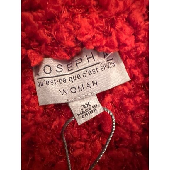Joseph A. Red Textured Open Front Cardigan Jacket 3X Soft & Cozy Womens NEW - Picture 6 of 8